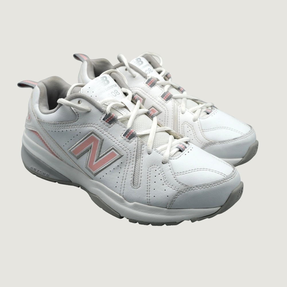 New Balance 608 v5 Sneakers 10.5 Women 9 Men White Pink Leather WX608WP5